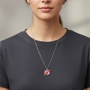 New Jersey Devils Red and Silver Pendant Necklace